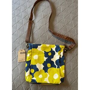 Maika City Crossbody Bag Women OS Green Blue Floral NWT Canvas Adjustable Strap